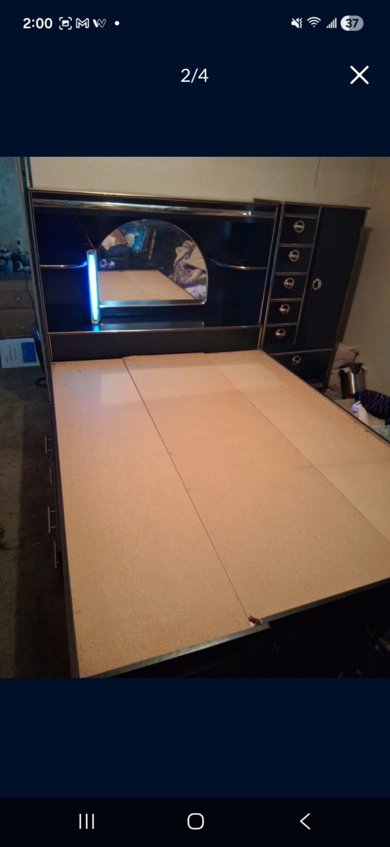 ...beautiful strong wood bed frame with 13 drawers and tons of storage under mattress. (excellent condition) $500 *Headboard not included Huge Storage Bed Frame